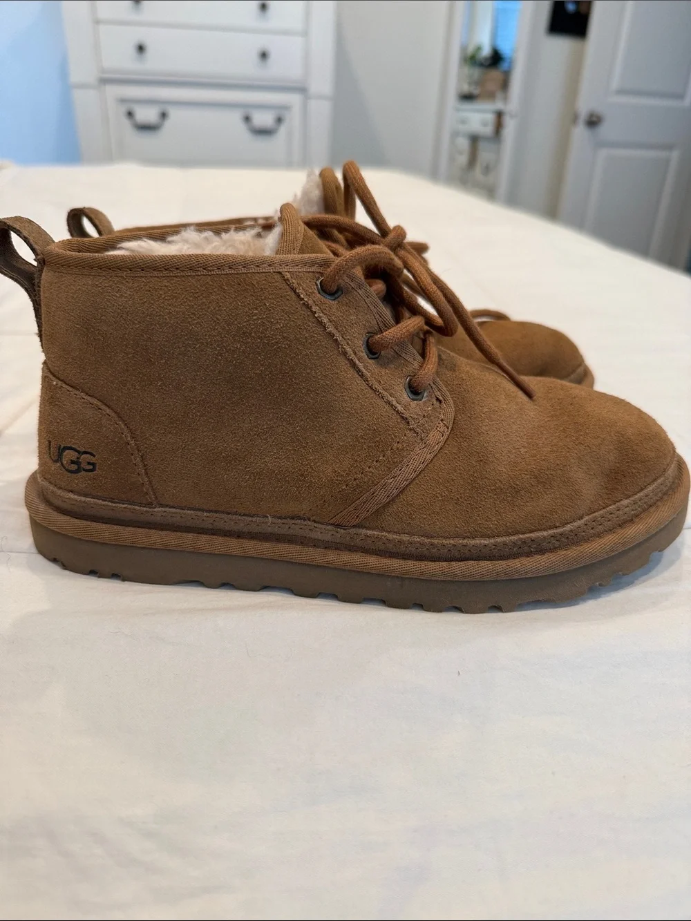 UGG Chestnut Suede Lace-Up Ankle Booties